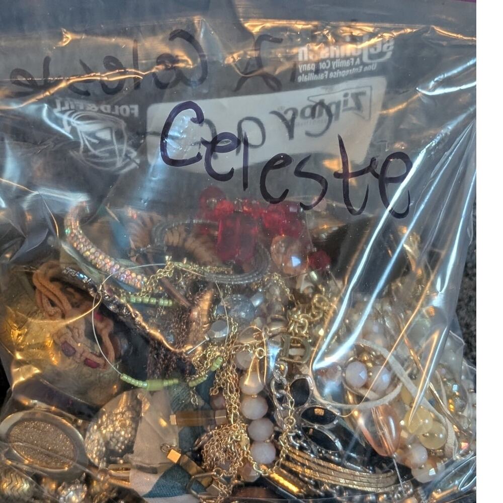 Jewelry Lot Celeste Repurpose Bag Over 4 Pounds Beads & Possible Wearable Pieces